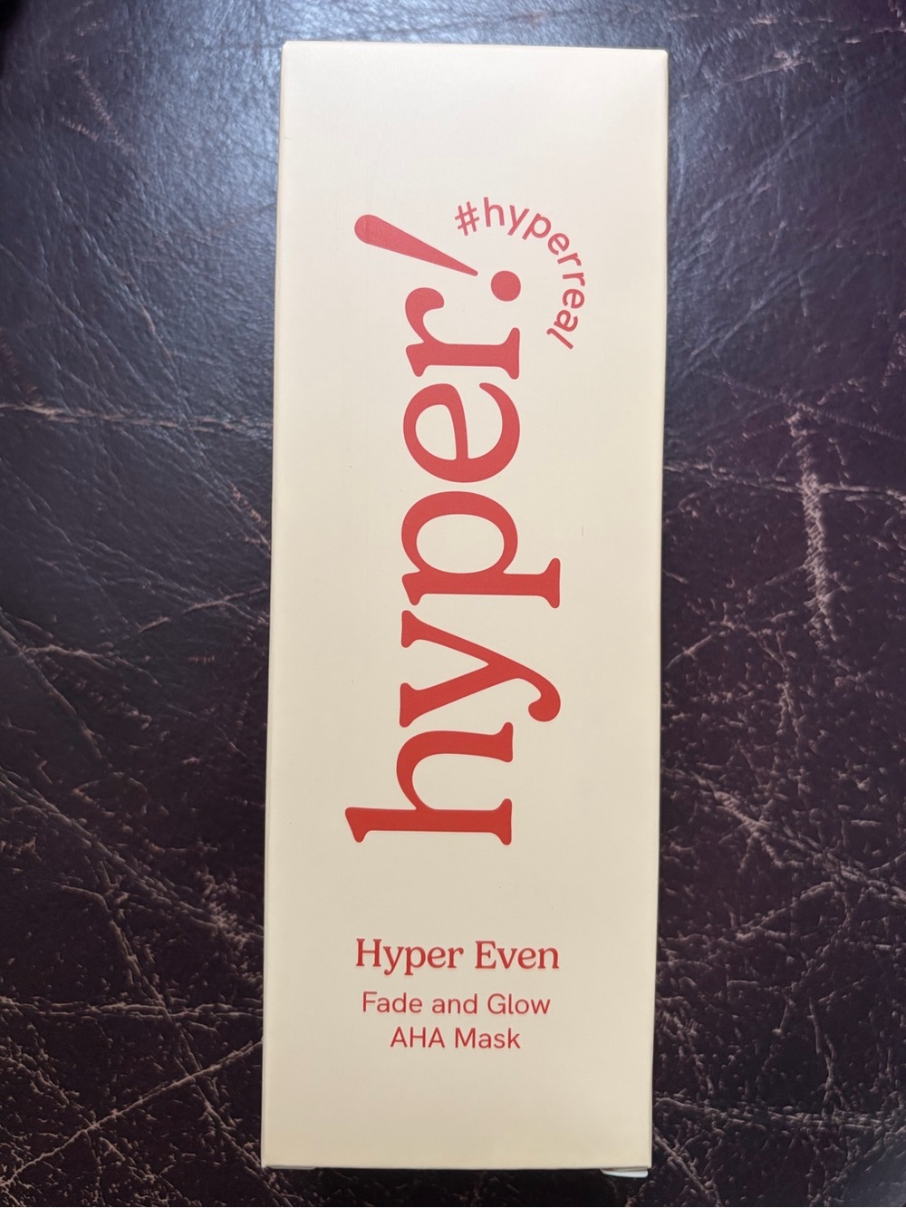 Hyper! Hyper Even Fade & Glow AHA Mask — Cream with Coral Text